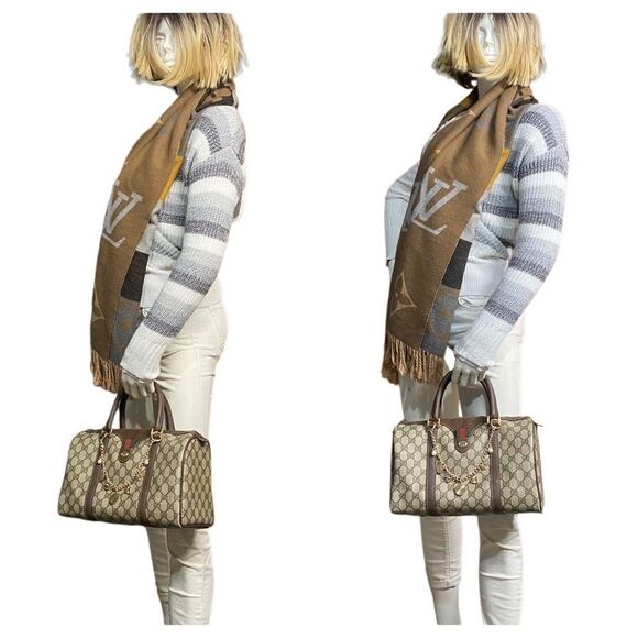 GUCCI Sherry Line Pvc Leather Boston Handbag 👜 - Picture 4 of 17